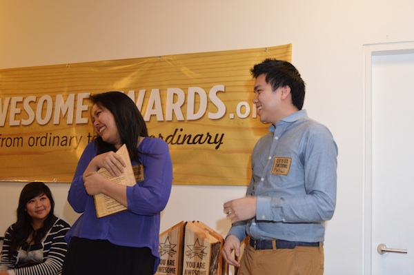 Tammy, cradling her award.