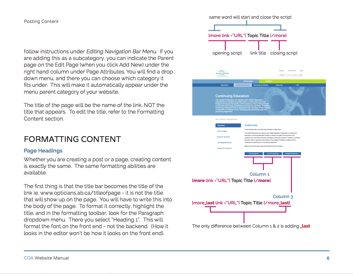 An excerpt from the manual created for our client. Manual includes full details on utilizing the website and support forum.